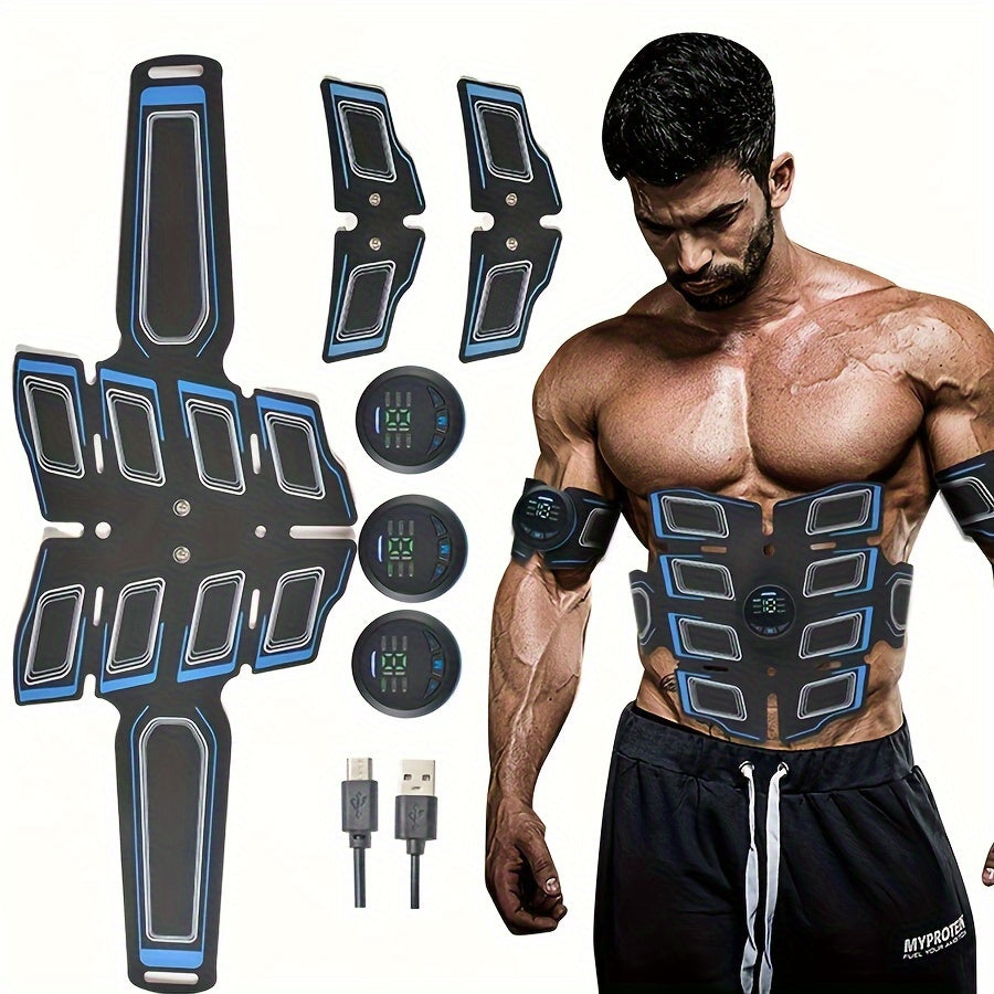 Abdominal Muscle Trainer - USB Rechargeable, Home Fitness Equipment, Fitness Belt for Abdominal Massage Training, Muscle Massager with Abdominal Training Function