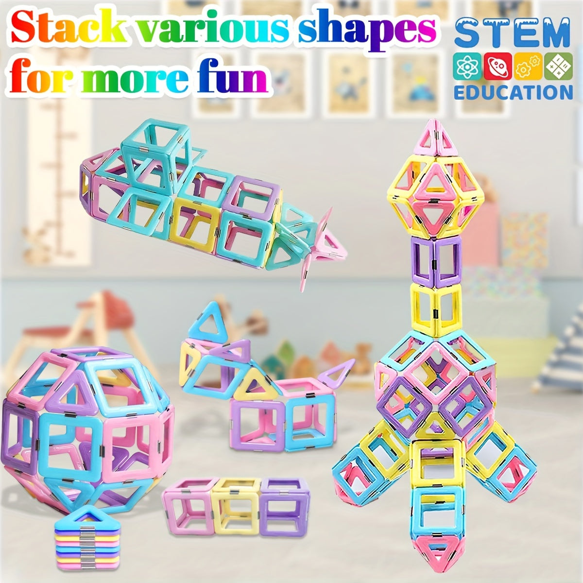 Magnetic Blocks Magnetic Building Blocks Set, Macaron Magnetic Blocks, STEM Toys, Educational Construction Toys, Birthday Gifts, Random Color Christmas, Halloween Gift