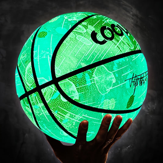 1 Size 7 Vibrant Glow-in-the-Dark Basketball - Outdoor Games & Activities - Super Cool Glowing PU Leather Ball for Indoor and Outdoor Play with Unique Visual Effects