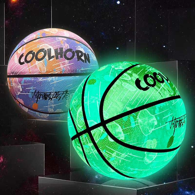 1 Size 7 Vibrant Glow-in-the-Dark Basketball - Outdoor Games & Activities - Super Cool Glowing PU Leather Ball for Indoor and Outdoor Play with Unique Visual Effects