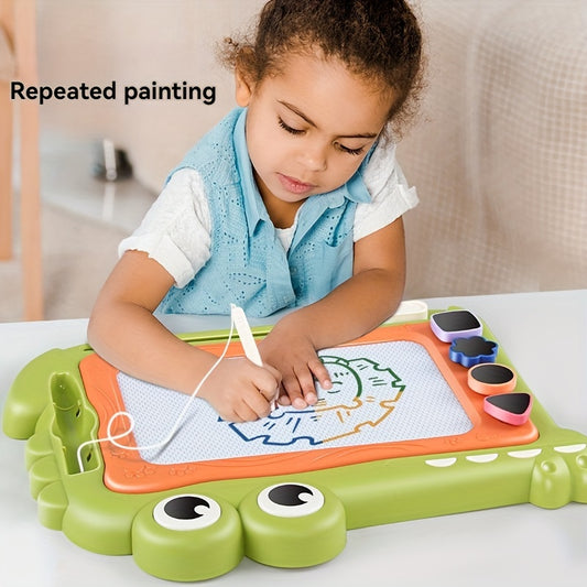 Children's Magnetic Drawing Board with Pen & Stamps - Multicolor Doodle Sketch Pad, Erasable Writing and Painting Creative Toy, Educational Learning Gift for Boys & Girls 3 Years & Up (Color May Vary)