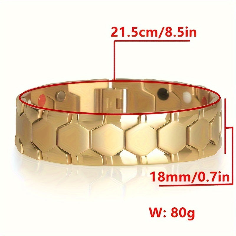 Fashionable Men's Titanium Steel Magnetic Bracelet: 4 In 1 Energy, Waterproof And Colorfast - Ideal Gift