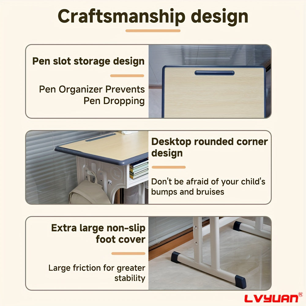 High Quality Kids Table And Chair Set, Height Adjustable Children's School Study Table And Chair Set, Ergonomic Study Table Desk For Kids, Suitable For Children & Primary School Students