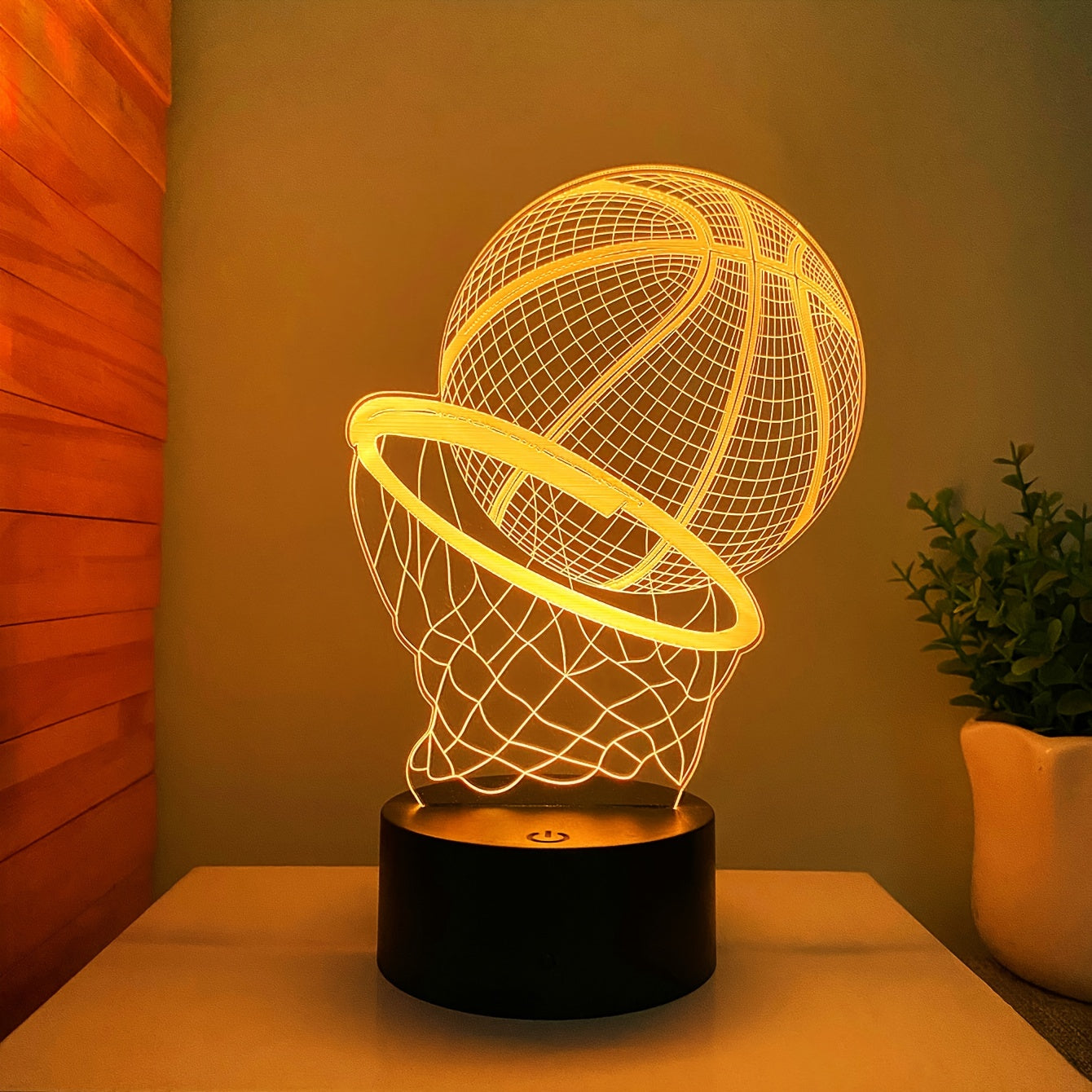 Touch-Controlled 3D Basketball Night Light - Colorful LED Desk Lamp, USB Powered, Perfect Gift for Sports Fans