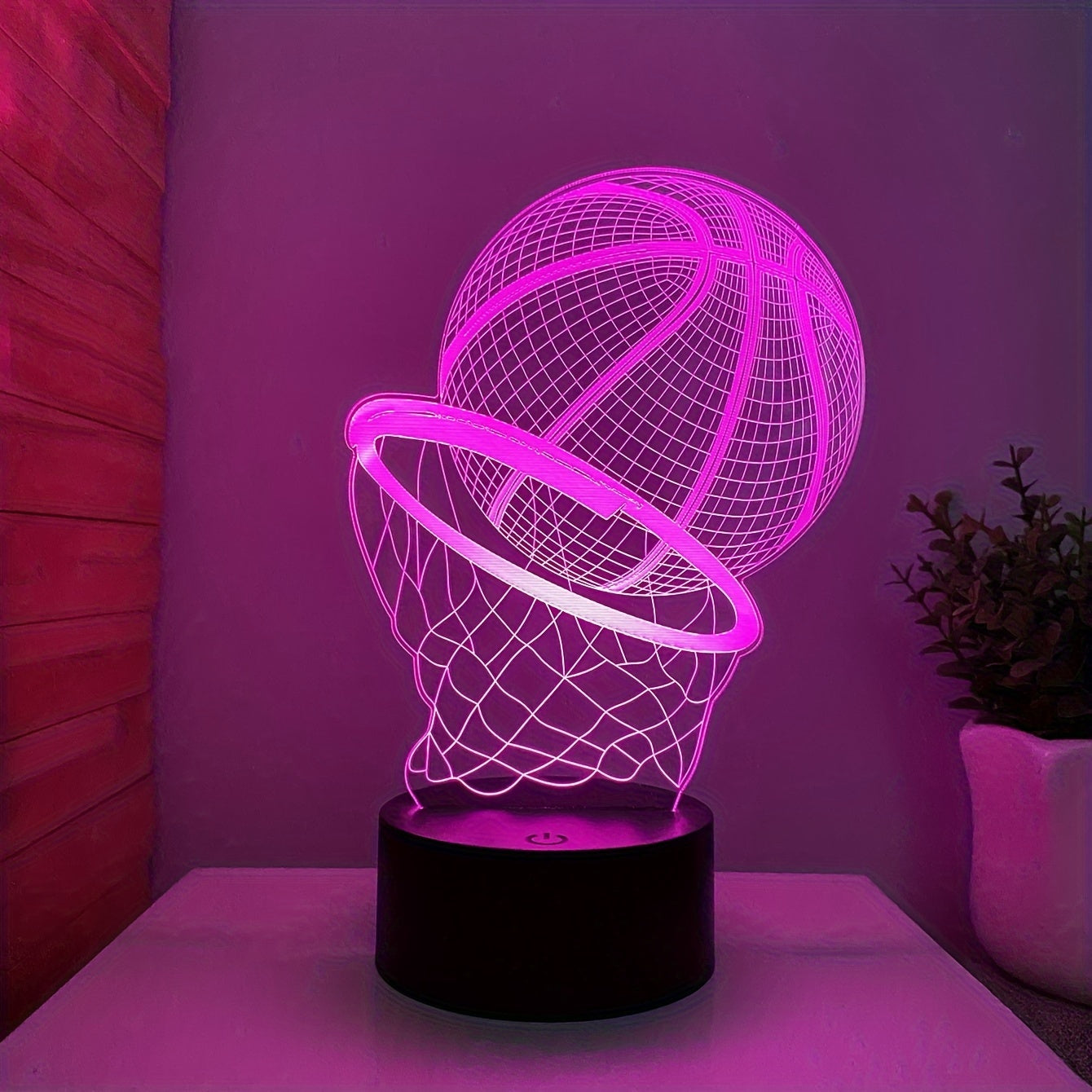 Touch-Controlled 3D Basketball Night Light - Colorful LED Desk Lamp, USB Powered, Perfect Gift for Sports Fans