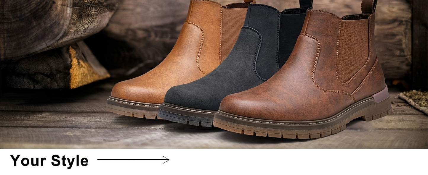 Classic Retro Chelsea Boots for Men - Slip-On, Casual, Comfortable, Ankle-High Boots with Elastic Sides - Perfect for Daily Wear