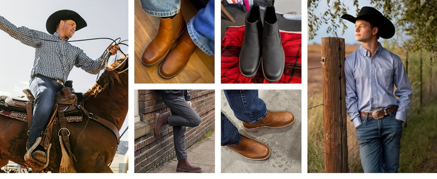 Classic Retro Chelsea Boots for Men - Slip-On, Casual, Comfortable, Ankle-High Boots with Elastic Sides - Perfect for Daily Wear