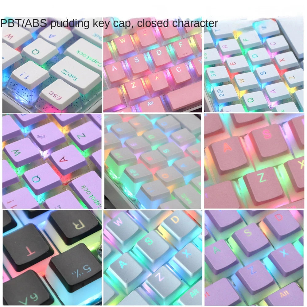 104 Keys PBT Pudding Keycap Two-color Injection OEM Profile DIY Keycaps MX Switch Gaming Mechanical Keyboard