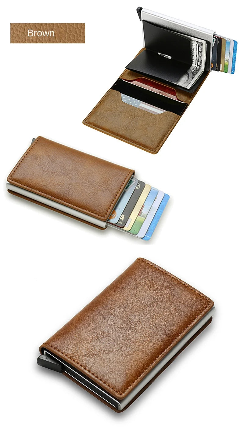 Top Quality Wallets Men Money Bag Mini Purse Male Vintage Brown Leather Rfid Card Holder Wallet Small Smart Wallet Pocket Walet