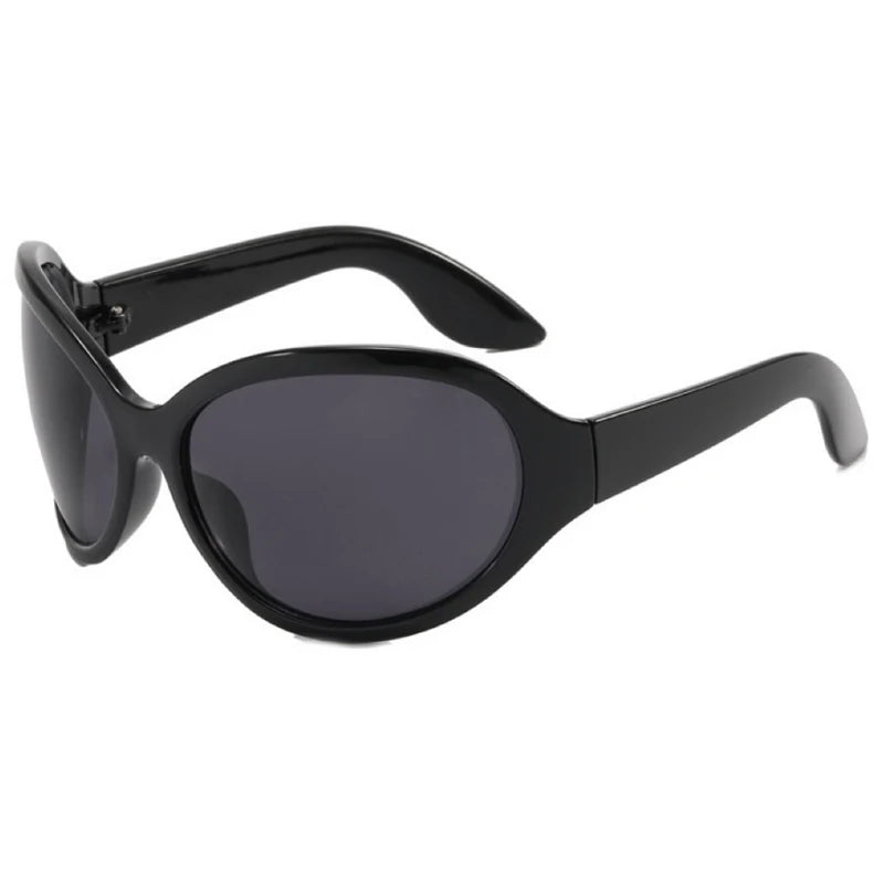 Fashion Brand Y2K Punk Sunglasses Goggle New Women Men Oval Sports Sun Glasses Female Oversized Black Shades Eyewear UV400