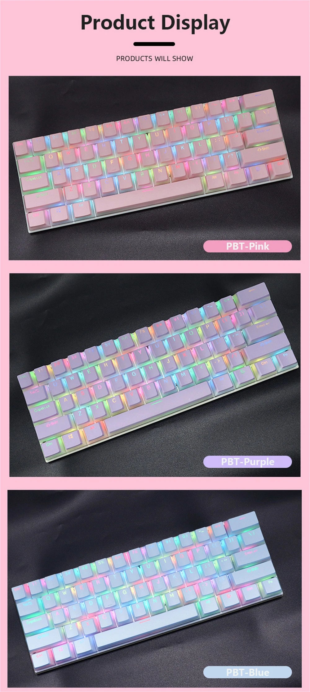 104 Keys PBT Pudding Keycap Two-color Injection OEM Profile DIY Keycaps MX Switch Gaming Mechanical Keyboard