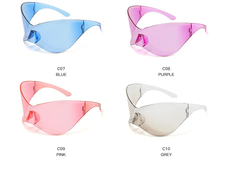 New Oversized Y2K Punk Rimless Sunglasses Women Men Brand Designer Hip Hop Sport One Piece Sun Glasses Shades Goggles