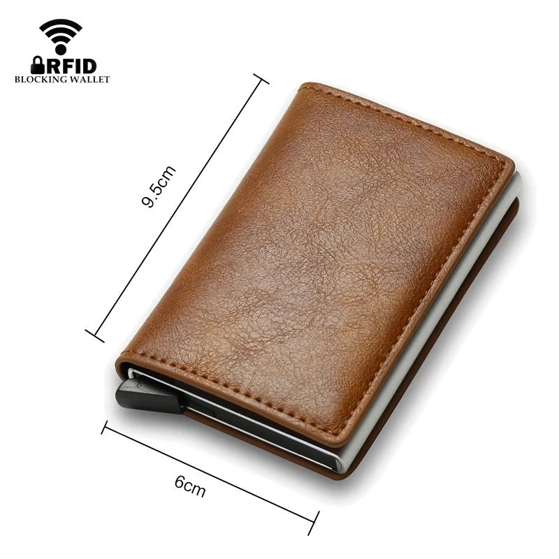 Top Quality Wallets Men Money Bag Mini Purse Male Vintage Brown Leather Rfid Card Holder Wallet Small Smart Wallet Pocket Walet