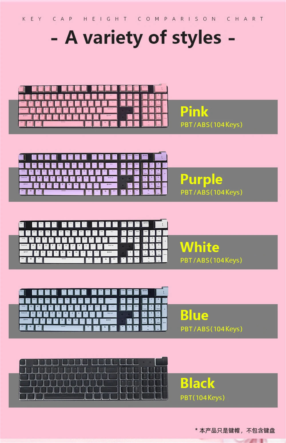 104 Keys PBT Pudding Keycap Two-color Injection OEM Profile DIY Keycaps MX Switch Gaming Mechanical Keyboard