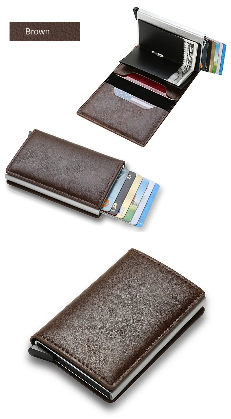 Top Quality Wallets Men Money Bag Mini Purse Male Vintage Brown Leather Rfid Card Holder Wallet Small Smart Wallet Pocket Walet