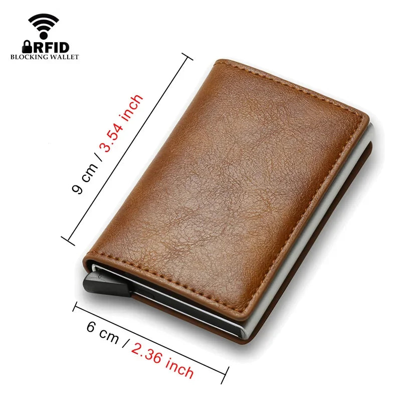 Top Quality Wallets Men Money Bag Mini Purse Male Vintage Brown Leather Rfid Card Holder Wallet Small Smart Wallet Pocket Walet