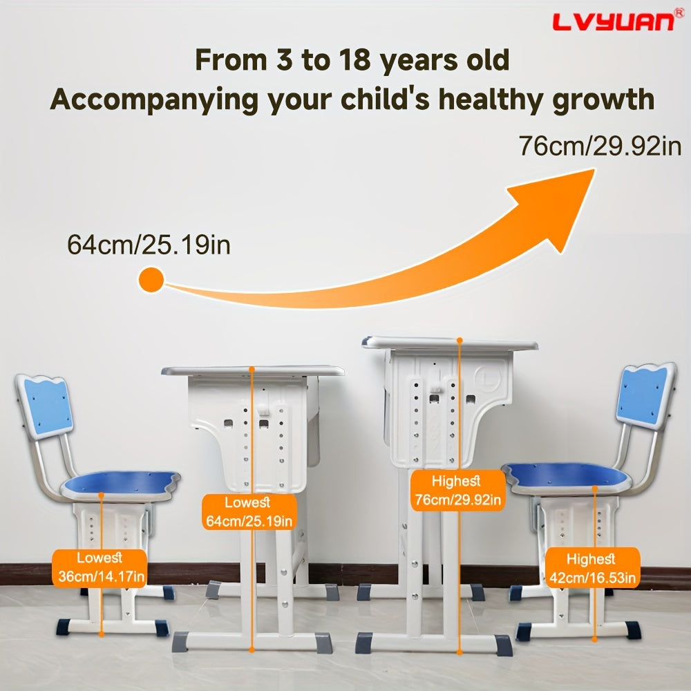 High Quality Kids Table And Chair Set, Height Adjustable Children's School Study Table And Chair Set, Ergonomic Study Table Desk For Kids, Suitable For Children & Primary School Students