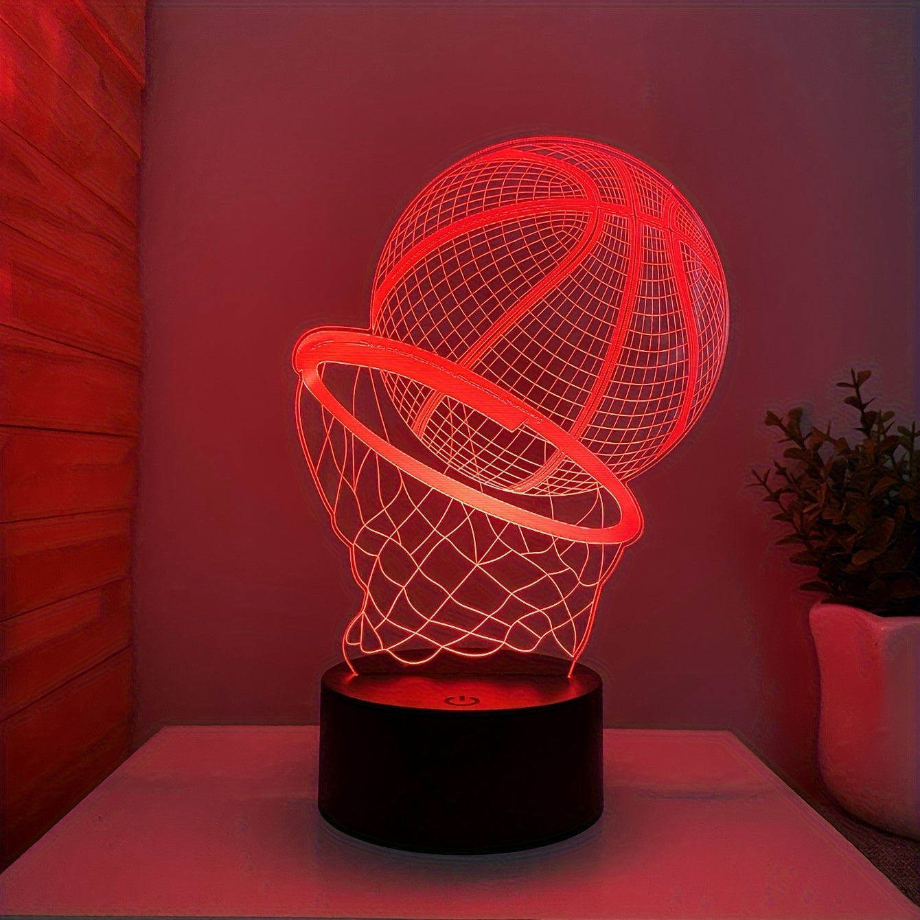 Touch-Controlled 3D Basketball Night Light - Colorful LED Desk Lamp, USB Powered, Perfect Gift for Sports Fans