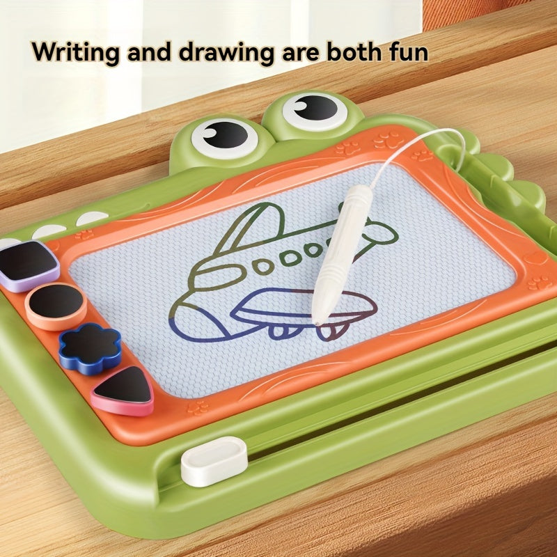 Children's Magnetic Drawing Board with Pen & Stamps - Multicolor Doodle Sketch Pad, Erasable Writing and Painting Creative Toy, Educational Learning Gift for Boys & Girls 3 Years & Up (Color May Vary)