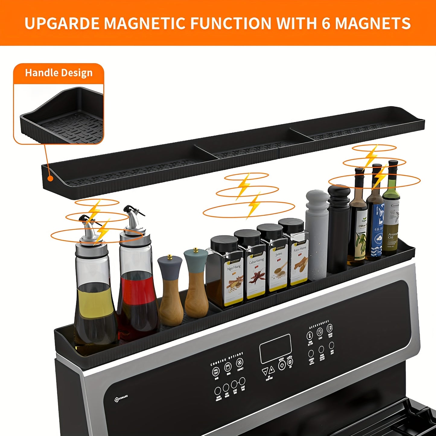 1pc Magnetic Spice Rack - Durable Silicone Stove Top Shelf, Space-Saving Kitchen Organizer, Storage for Spices & Utensils - Over The Stove, Countertop Solution